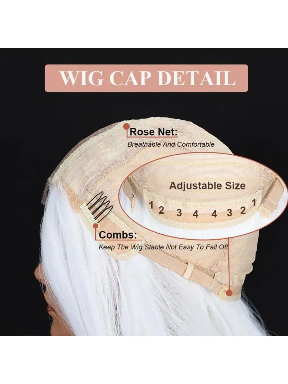 26 Inch Women's White Long Wavy Curly Hair Wig Halloween Cosplay